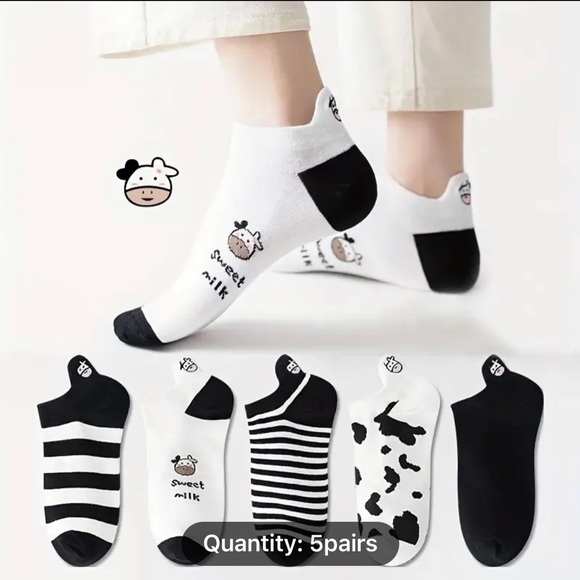 New 5 Set of Cow 🐄 Socks super cute 5 different styles - Picture 1 of 8